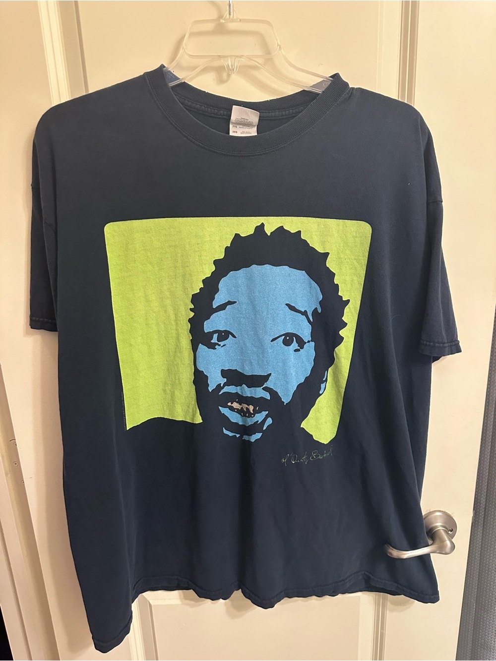 ODB !!!! Fruit of the Loom Navy Tee with Blue Portrait and Lime Graphic